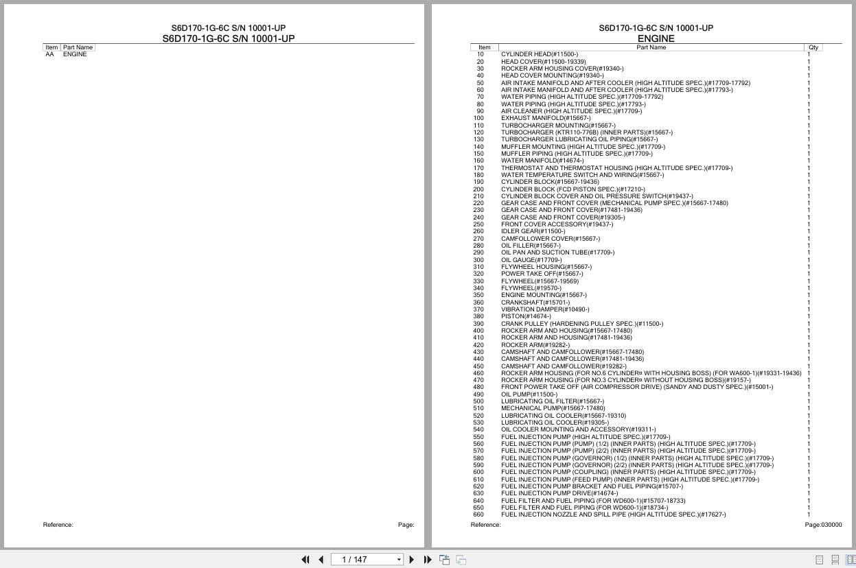 Komatsu Engine S6D170 1G 6C 10001 UP Parts Catalog (1)