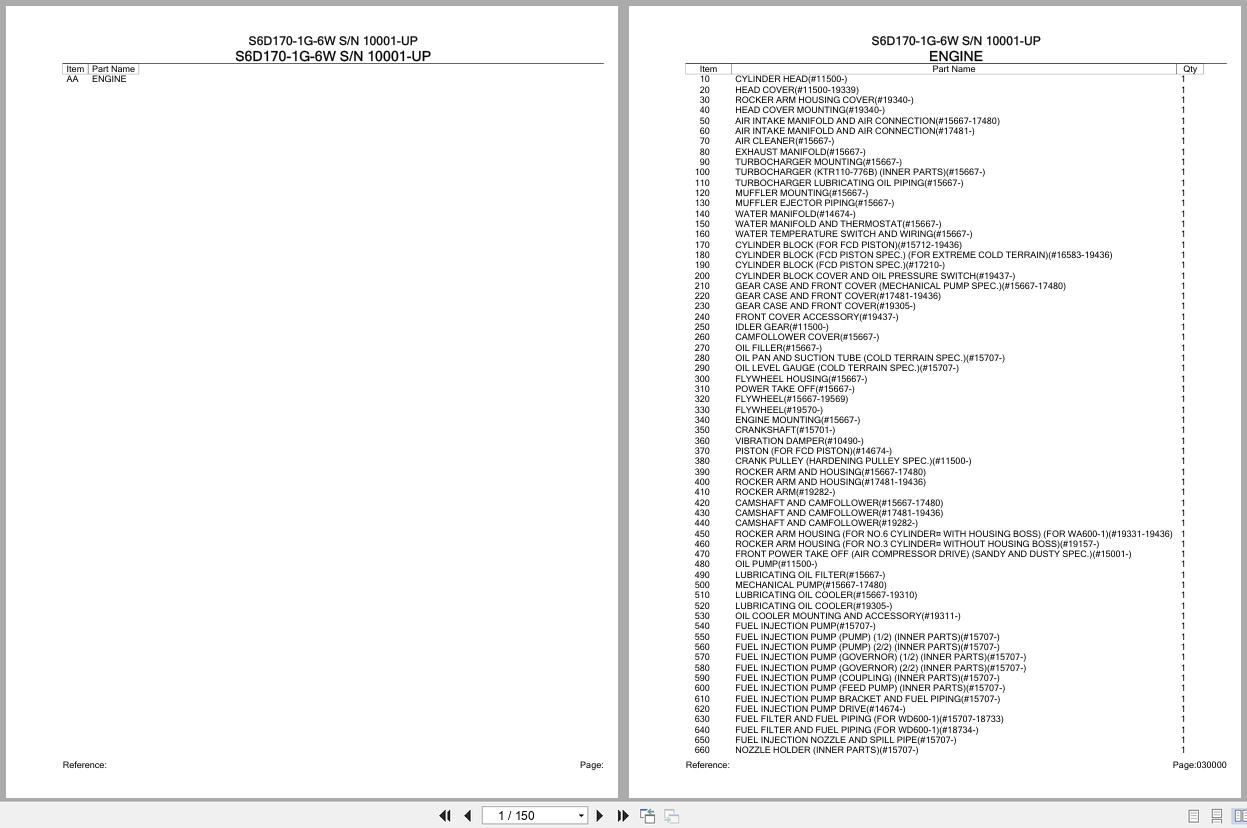Komatsu Engine S6D170 1G 6W 10001 UP Parts Catalog (1)
