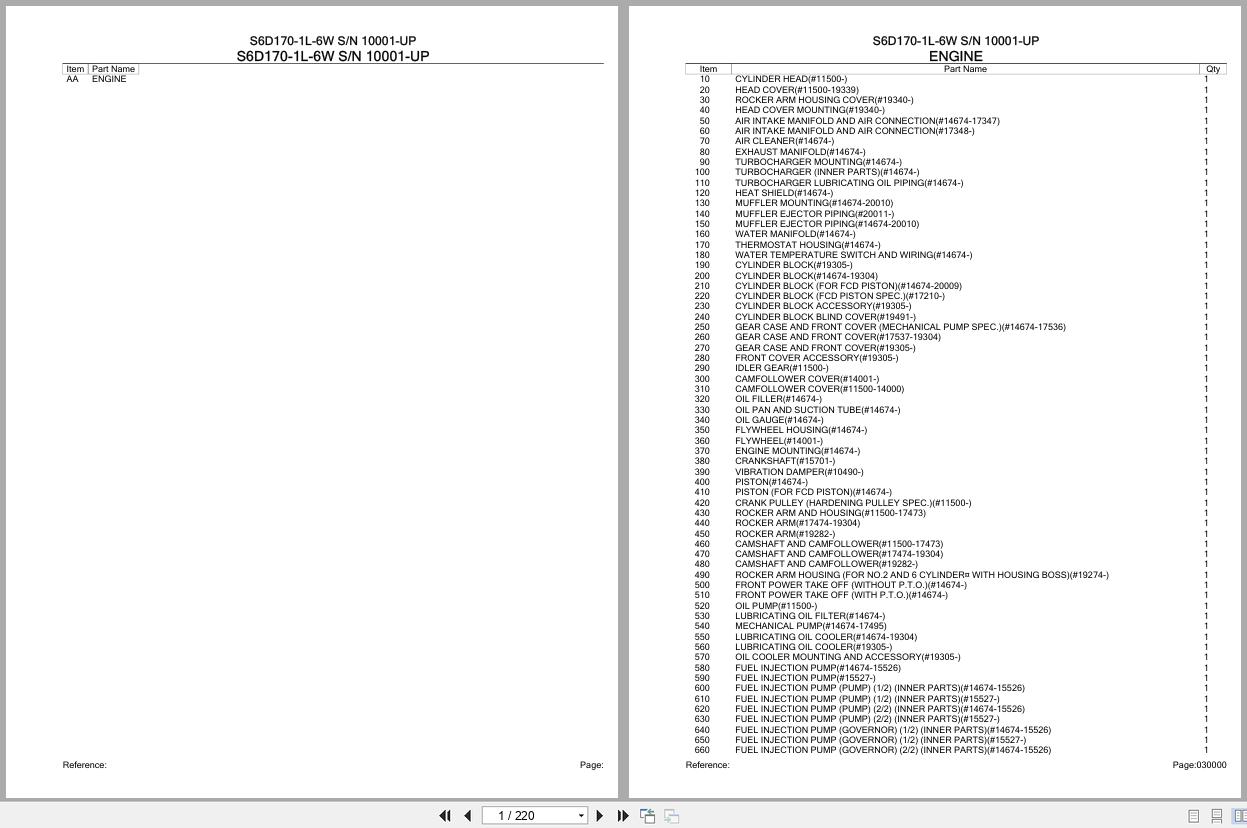 Komatsu Engine S6D170 1L 6W 10001 UP Parts Catalog (1)