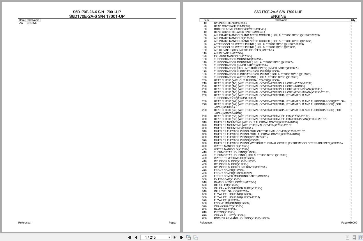 Komatsu Engine S6D170E 2A 6 17001 UP Parts Catalog (1)