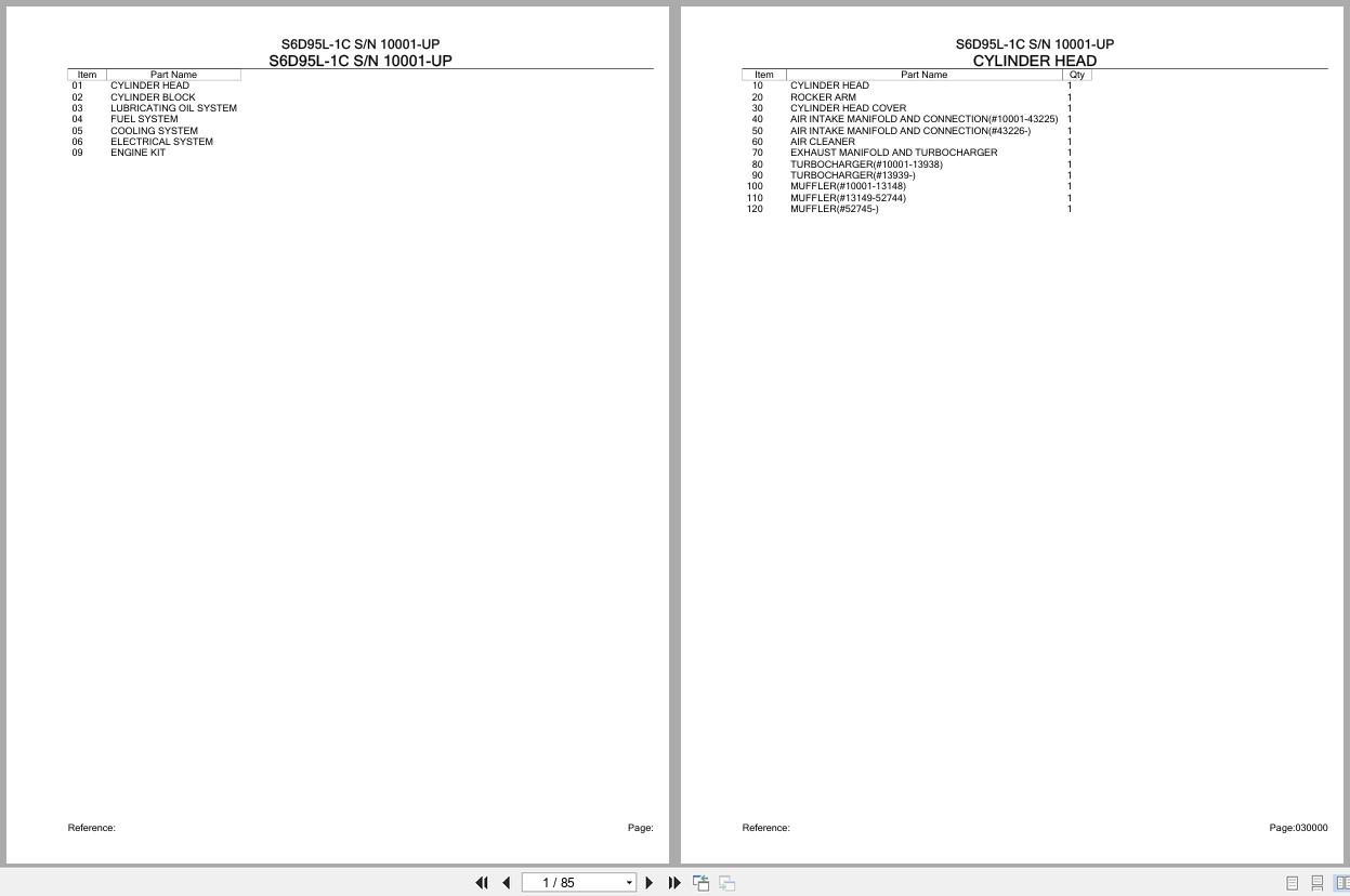 Komatsu Engine S6D95L 1C 10001 UP Parts Catalog (1)