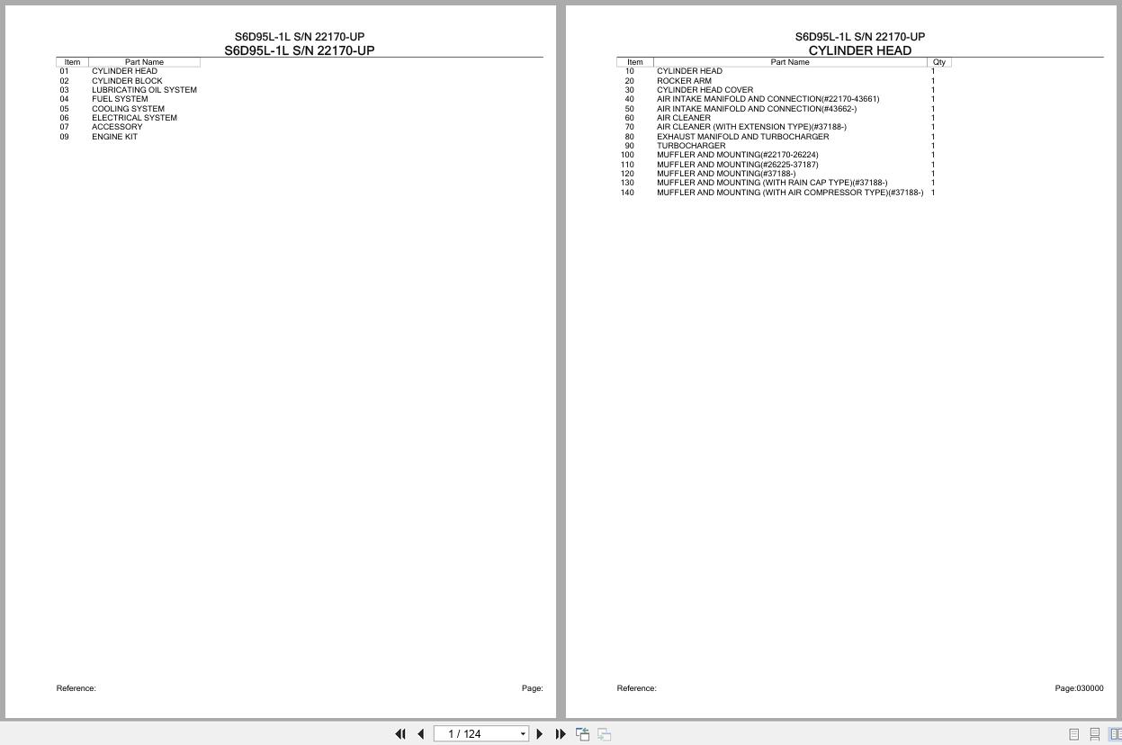 Komatsu Engine S6D95L 1L 22170 UP Parts Catalog (1)