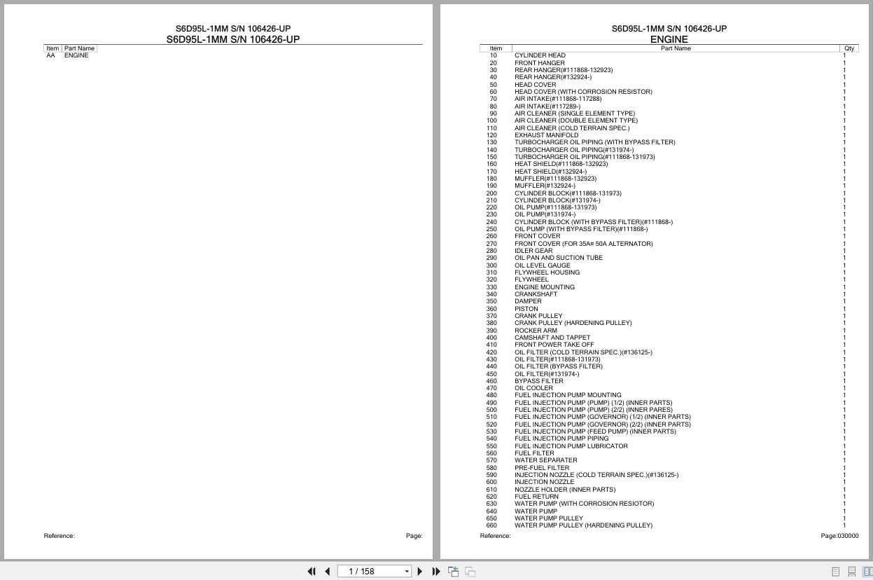 Komatsu Engine S6D95L 1MM 106426 UP Parts Catalog (1)