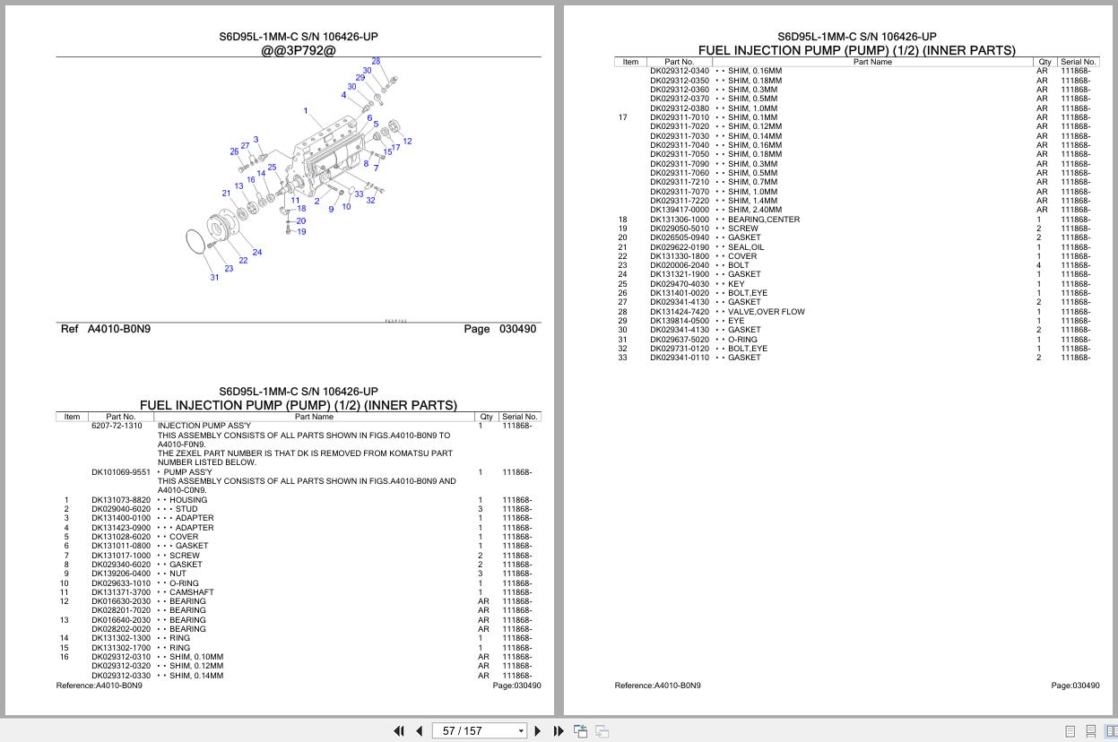 Komatsu Engine S6D95L 1MM C 106426 UP Parts Catalog (2)