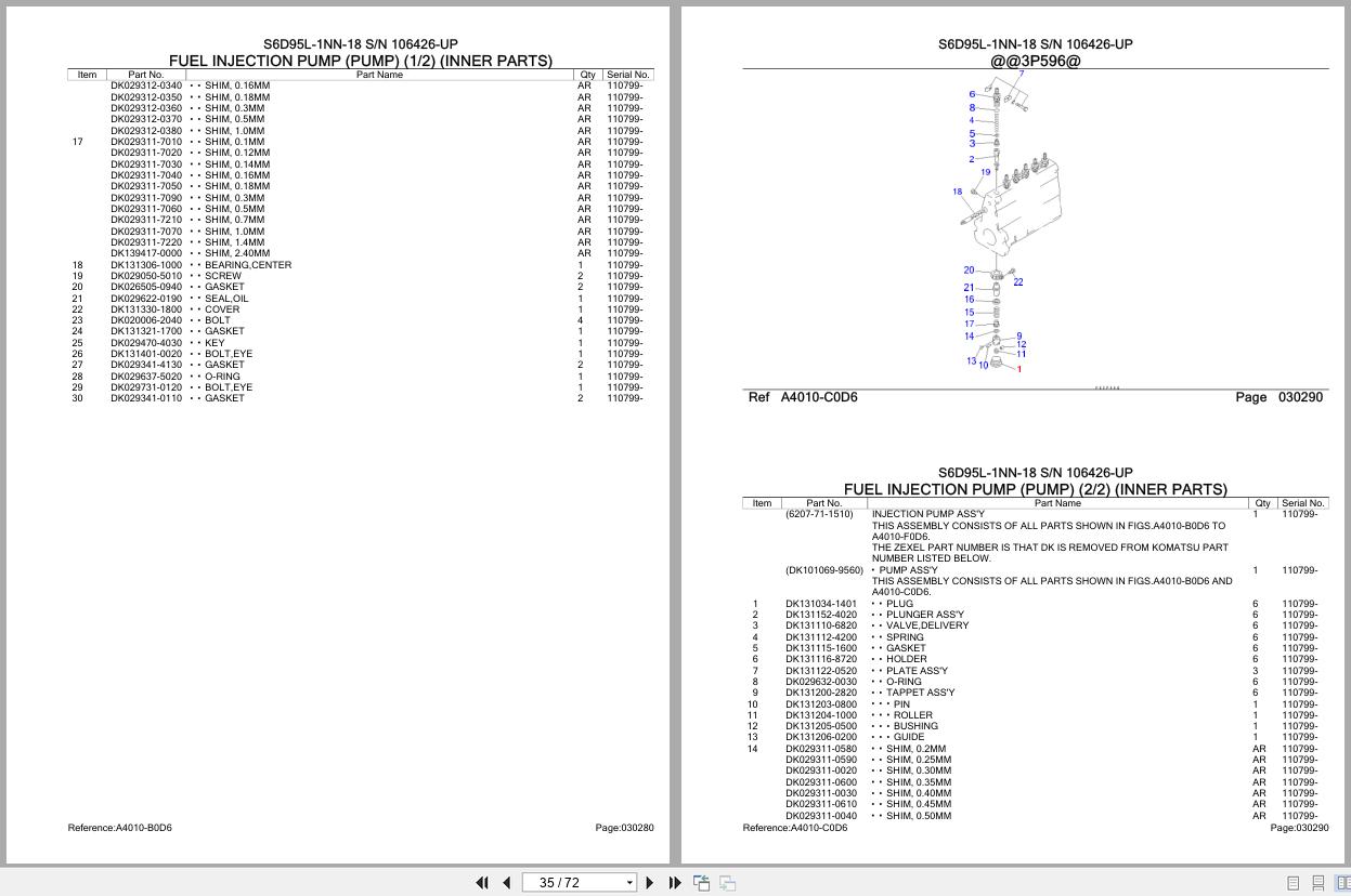 Komatsu Engine S6D95L 1NN 18 106426 UP Parts Catalog (2)