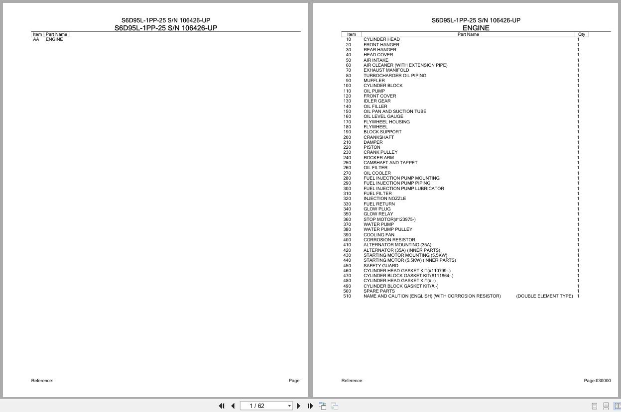 Komatsu Engine S6D95L 1PP 25 106426 UP Parts Catalog (1)