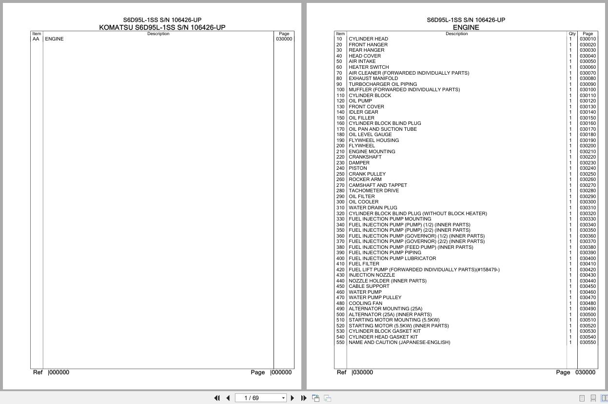 Komatsu Engine S6D95L 1SS 106426 UP Parts Catalog (1)