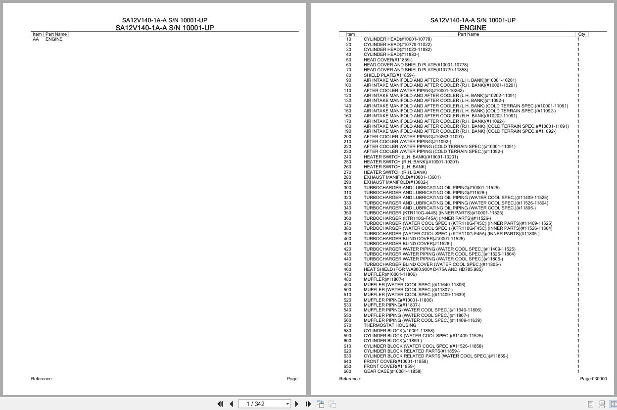Komatsu Engine SA12V140 1A A 10001 UP Parts Catalog (1)