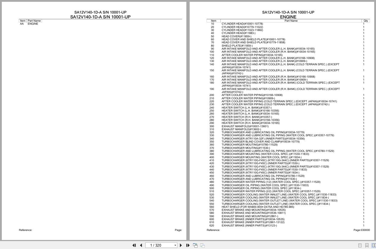 Komatsu Engine SA12V140 1D A 10001 UP Parts Catalog (1)