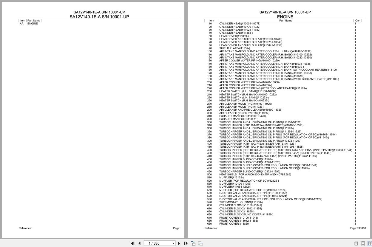 Komatsu Engine SA12V140 1E A 10001 UP Parts Catalog (1)