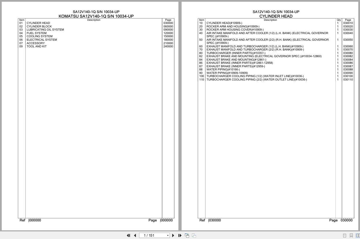 Komatsu Engine SA12V140 1Q 10034 UP Parts Catalog (1)