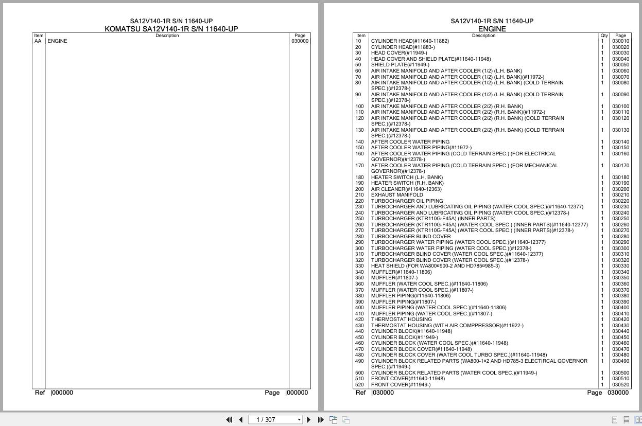 Komatsu Engine SA12V140 1R 11640 UP Parts Catalog (1)