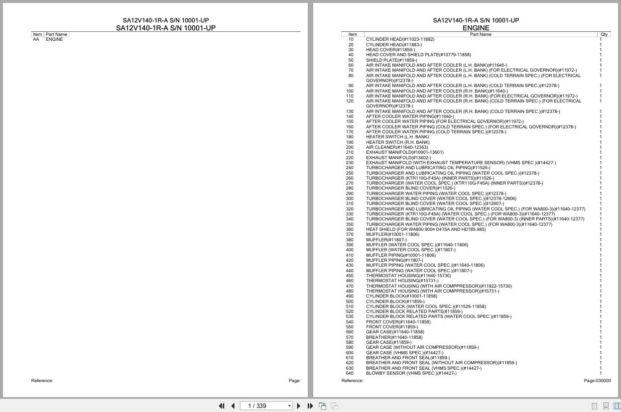 Komatsu Engine SA12V140 1R A 10001 UP Parts Catalog (1)