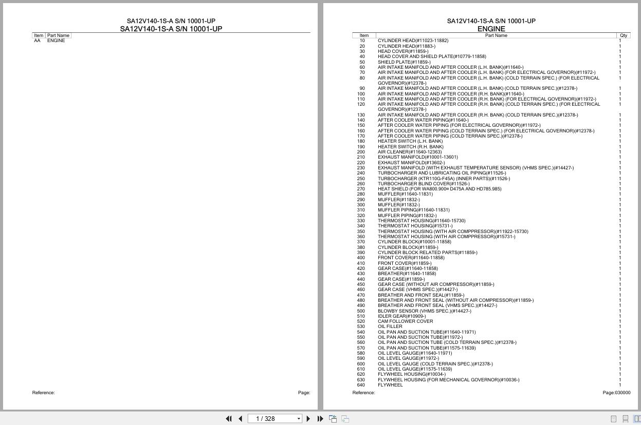 Komatsu Engine SA12V140 1S A 10001 UP Parts Catalog (1)