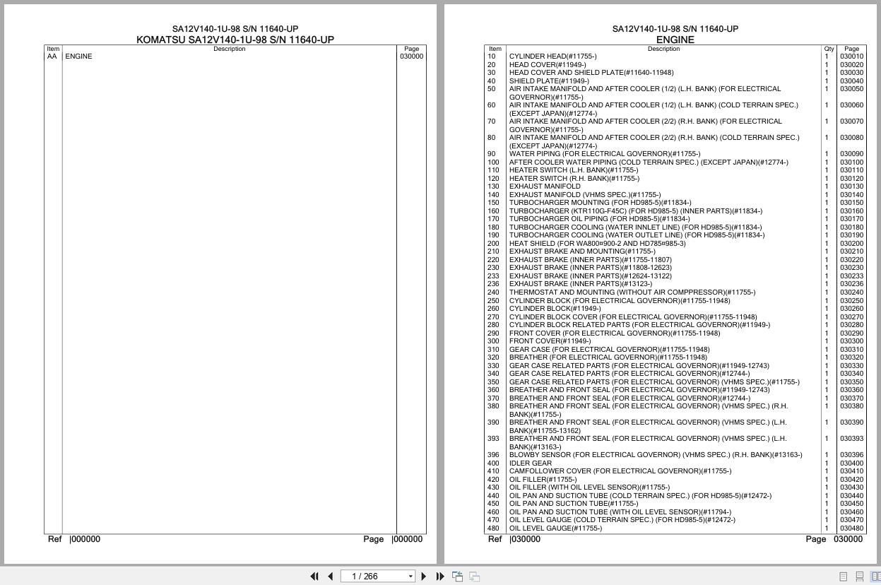 Komatsu Engine SA12V140 1U 98 11640 UP Parts Catalog (1)