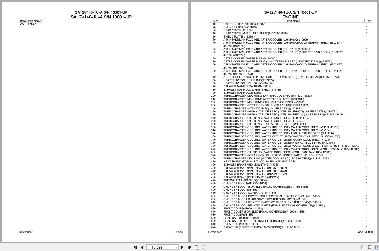 Komatsu Engine SA12V140 1U A 10001 UP Parts Catalog (1)