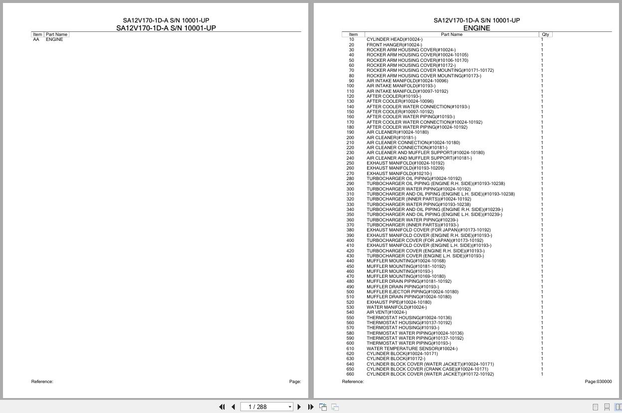 Komatsu Engine SA12V170 1D A 10001 UP Parts Catalog (1)