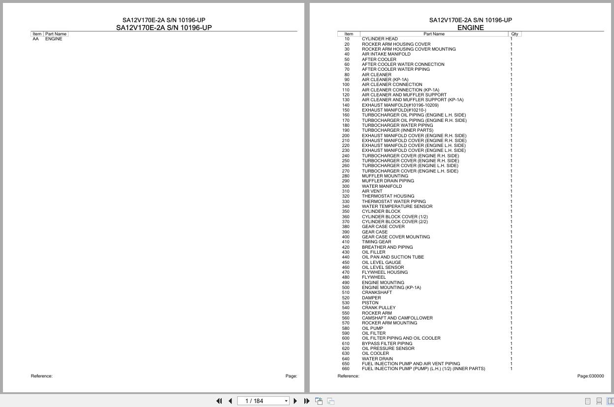 Komatsu Engine SA12V170E 2A 10196 UP Parts Catalog (1)