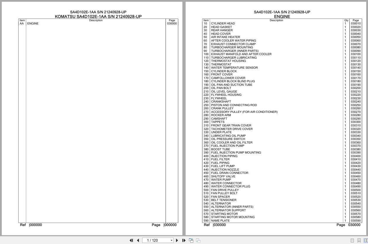 Komatsu Engine SA4D102E 1AA 21240928 UP Parts Catalog (1)