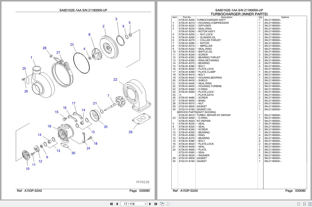 Komatsu Engine SA6D102E 1AA 21180000 UP Parts Catalog (2)