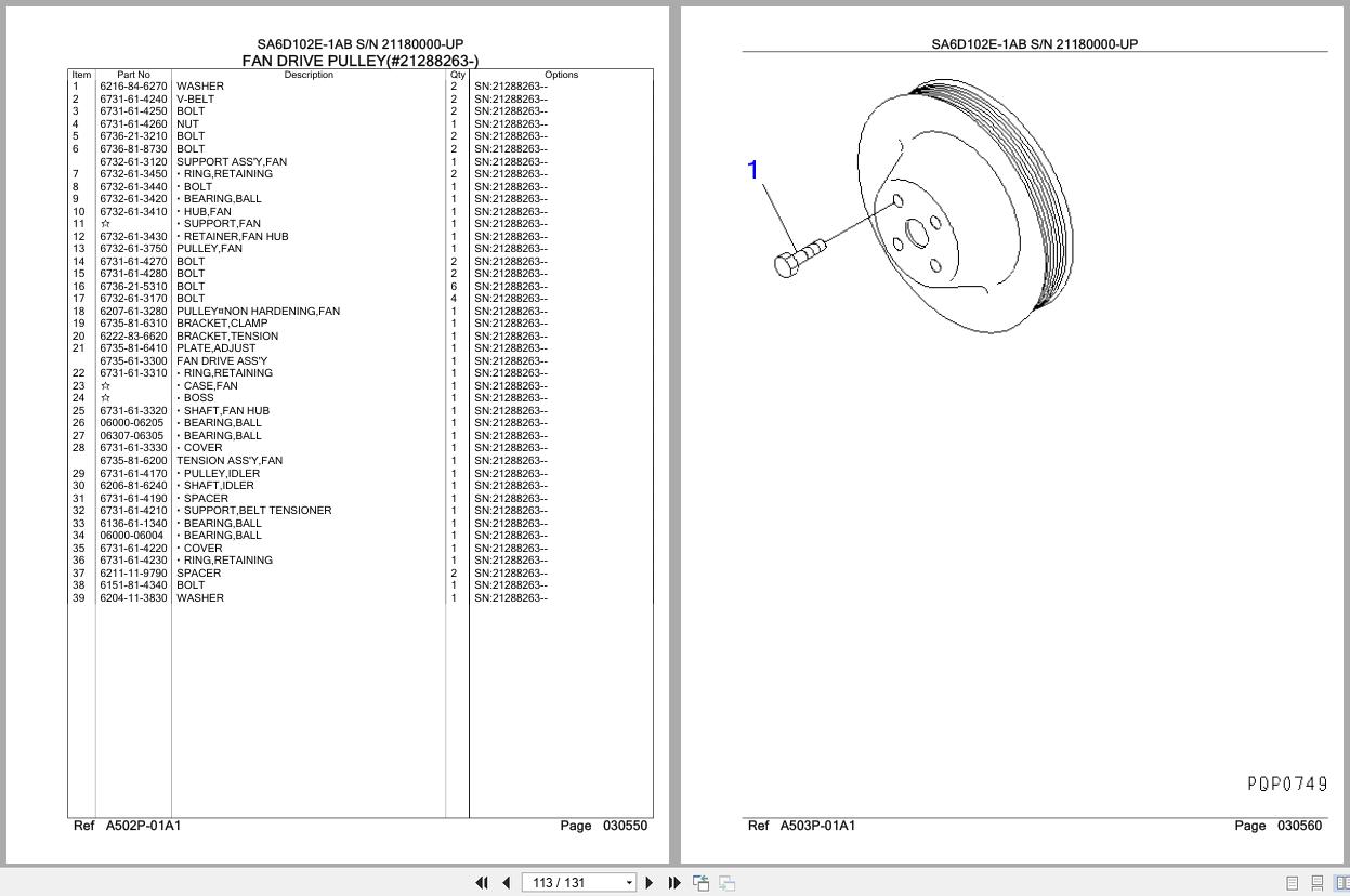 Komatsu Engine SA6D102E 1AB 21180000 UP Parts Catalog (2)