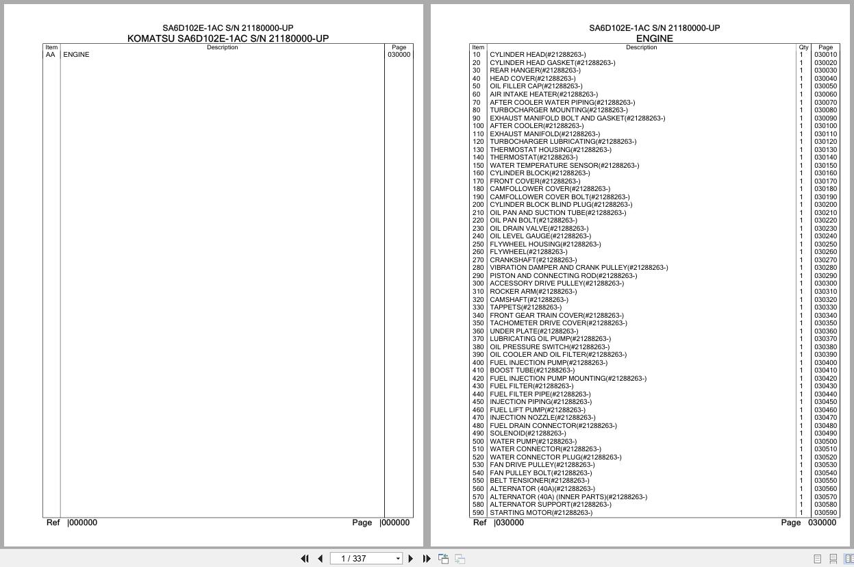 Komatsu Engine SA6D102E 1AC 21180000 UP Parts Catalog (1)