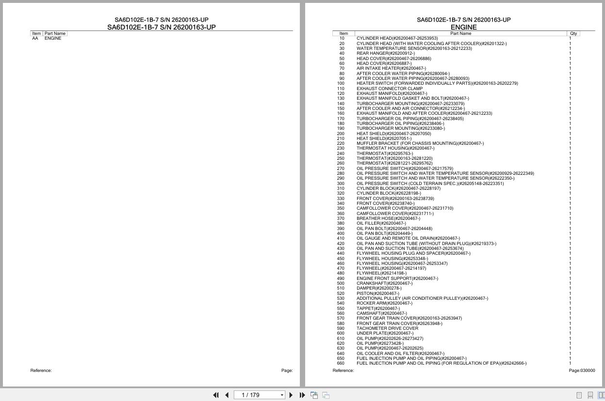 Komatsu Engine SA6D102E 1B 7 26200163 UP Parts Catalog (1)
