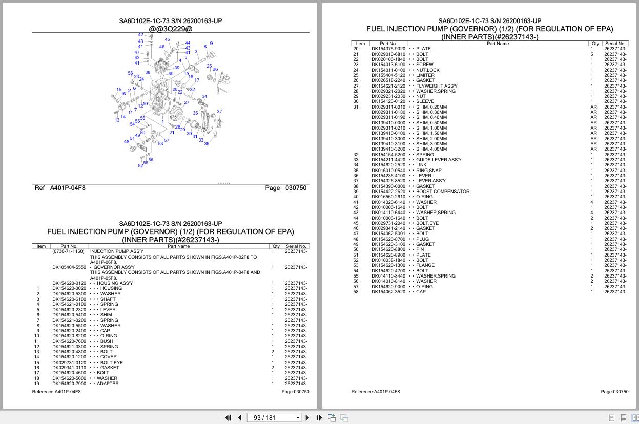 Komatsu Engine SA6D102E 1C 73 26200163 UP Parts Catalog (2)