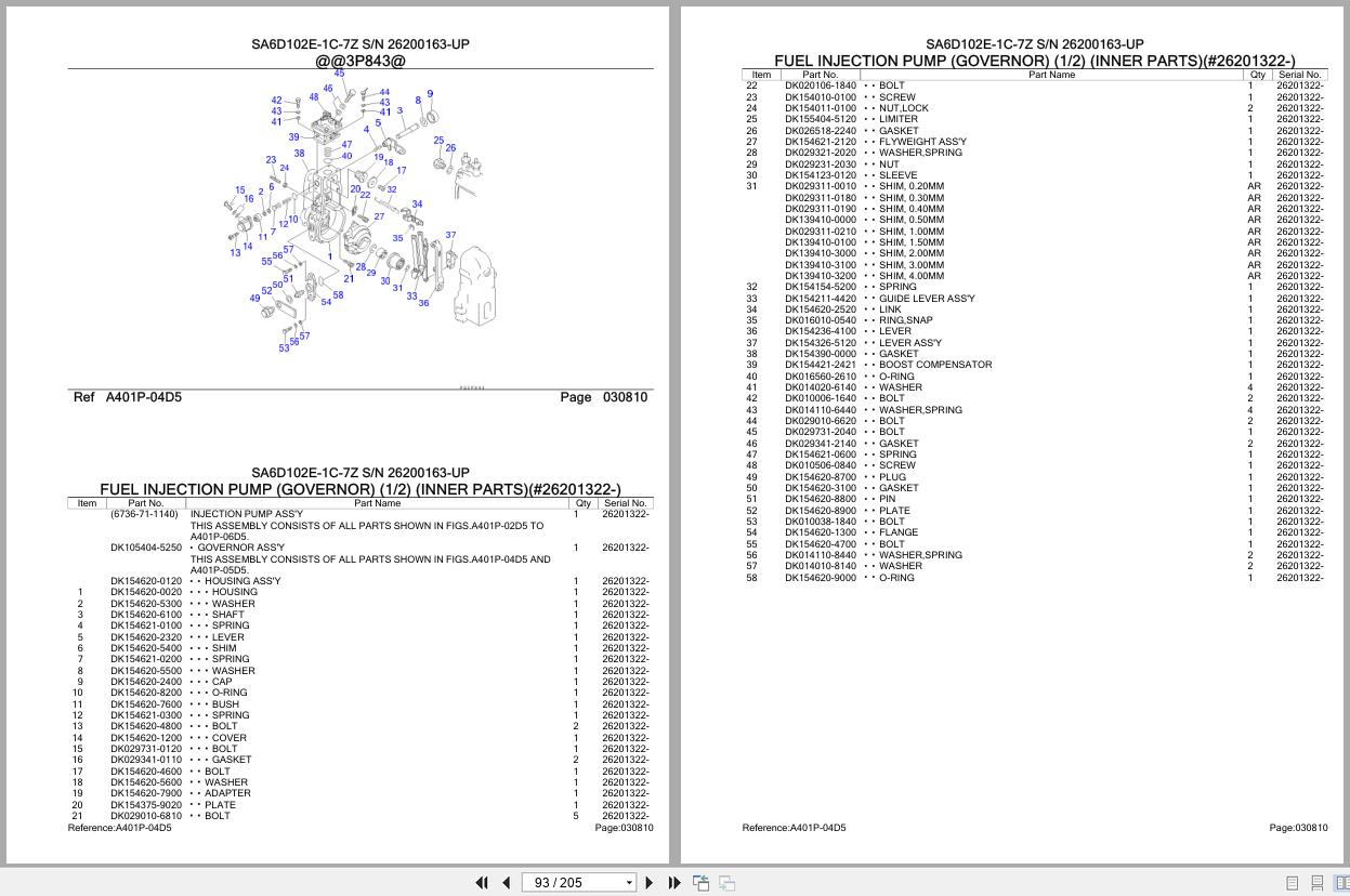 Komatsu Engine SA6D102E 1C 7Z 26200163 UP Parts Catalog (2)