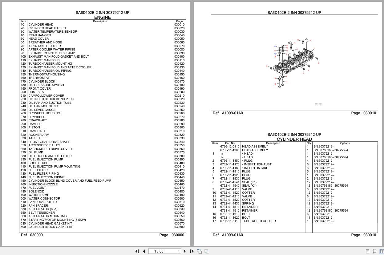 Komatsu Engine SA6D102E 2 30379212 UP Parts Catalog (1)