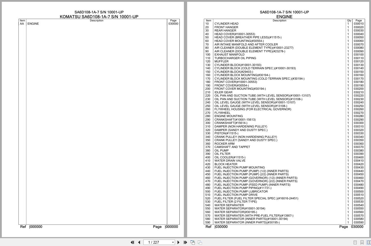 Komatsu Engine SA6D108 1A 7 10001 UP Parts Catalog (1)