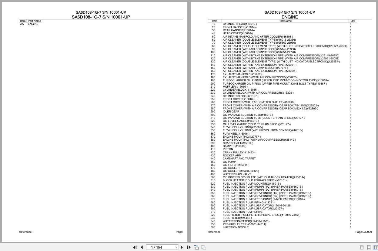 Komatsu Engine SA6D108 1G 7 10001 UP Parts Catalog (1)