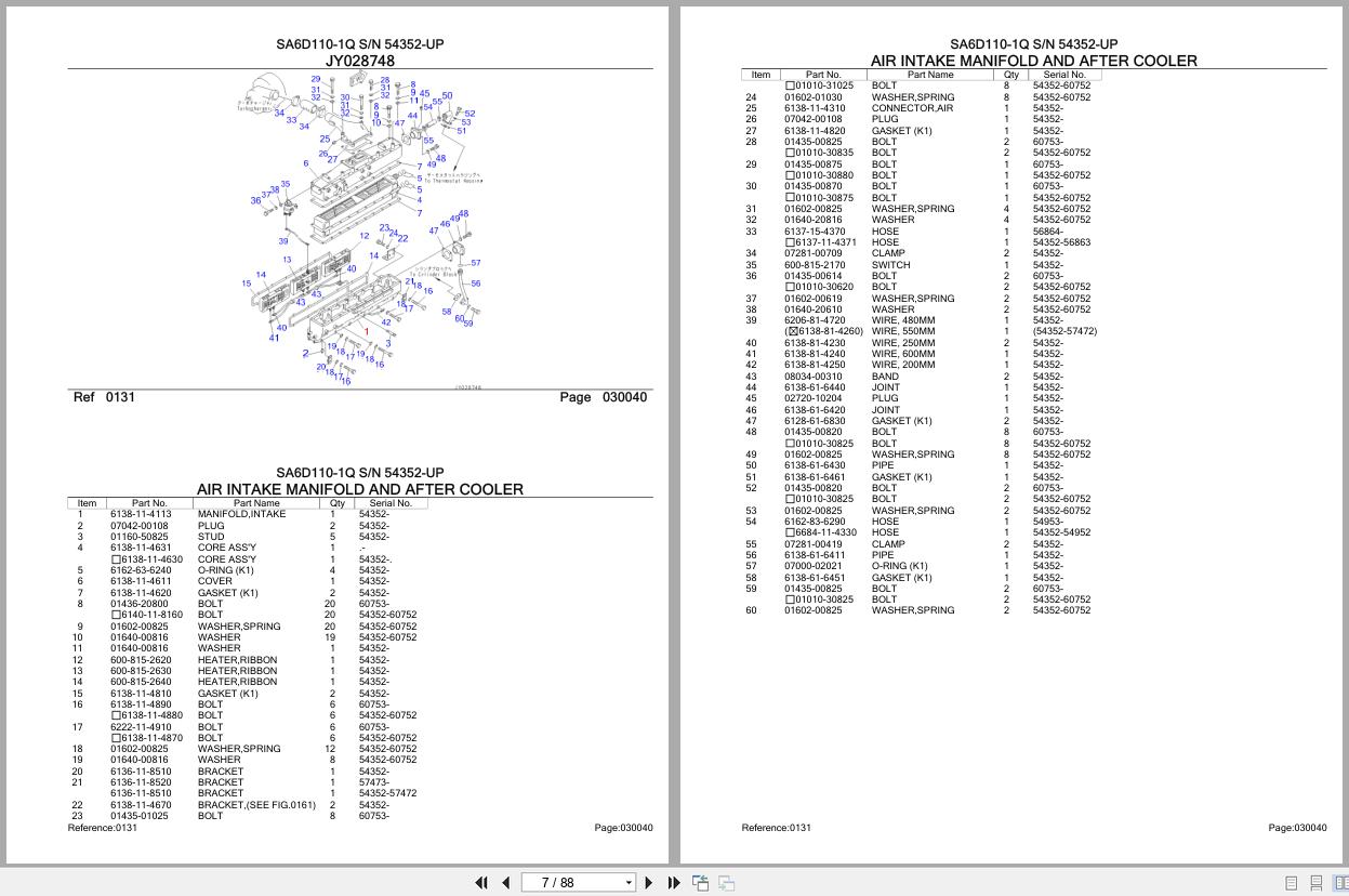 Komatsu Engine SA6D110 1Q 54352 UP Parts Catalog (2)