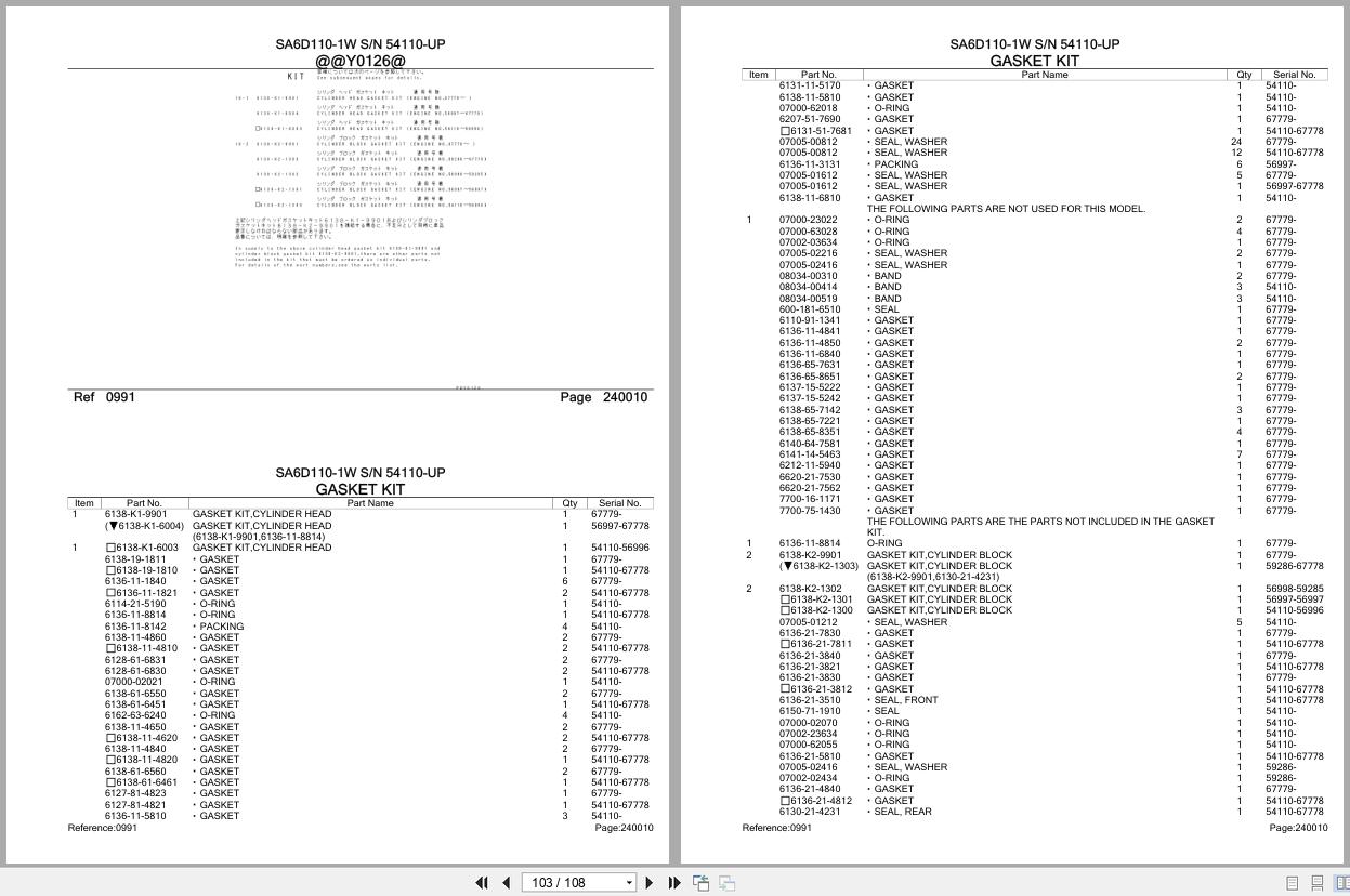 Komatsu Engine SA6D110 1W 54110 UP Parts Catalog (2)