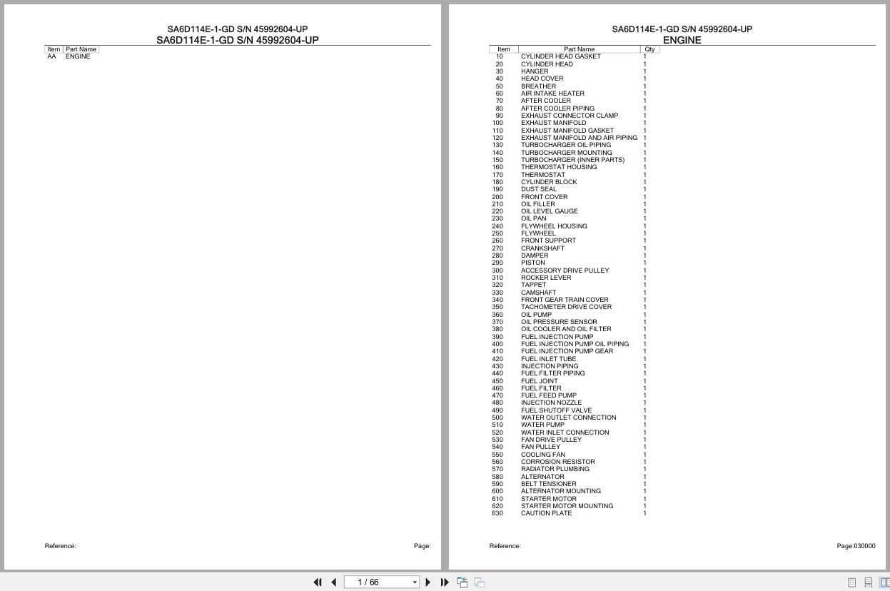 Komatsu Engine SA6D114E 1 GD 45992604 UP Parts Catalog (1)
