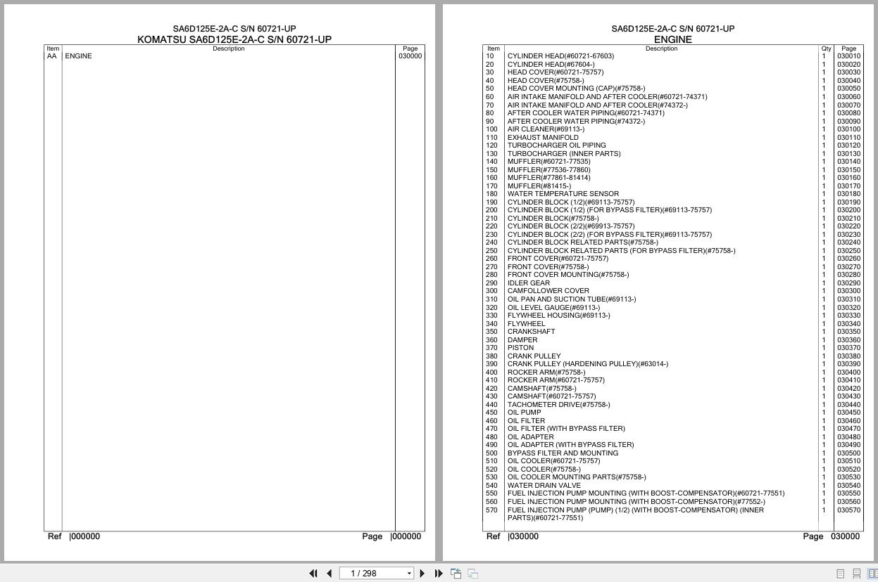 Komatsu Engine SA6D125E 2A C 60721 UP Parts Catalog (1)