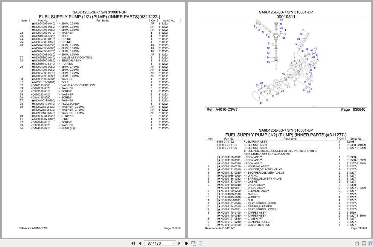 Komatsu Engine SA6D125E 3B 7 310001 UP Parts Catalog (2)