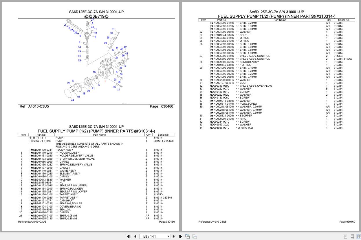 Komatsu Engine SA6D125E 3C 7A 310001 UP Parts Catalog (2)