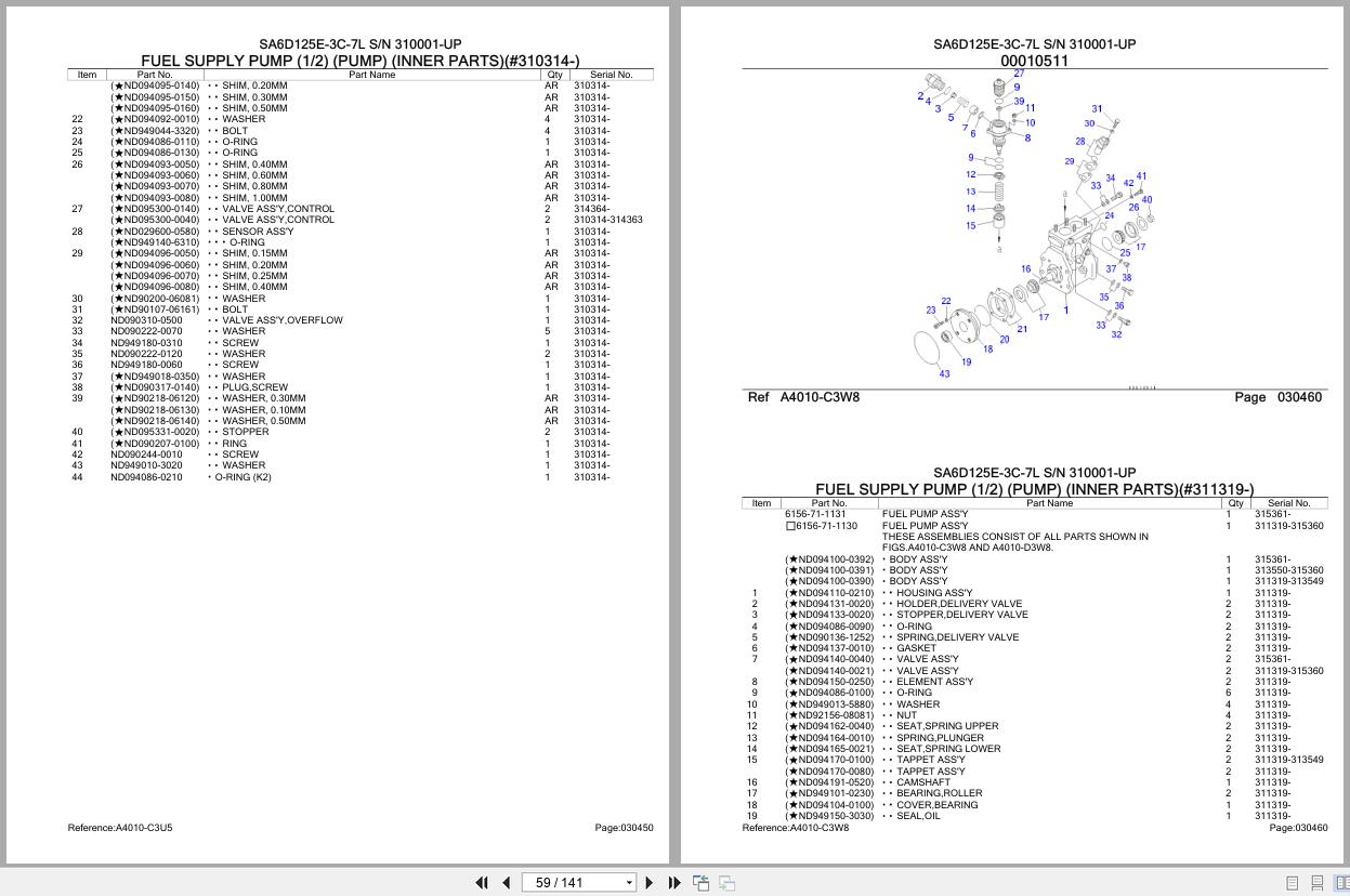 Komatsu Engine SA6D125E 3C 7L 310001 UP Parts Catalog (2)