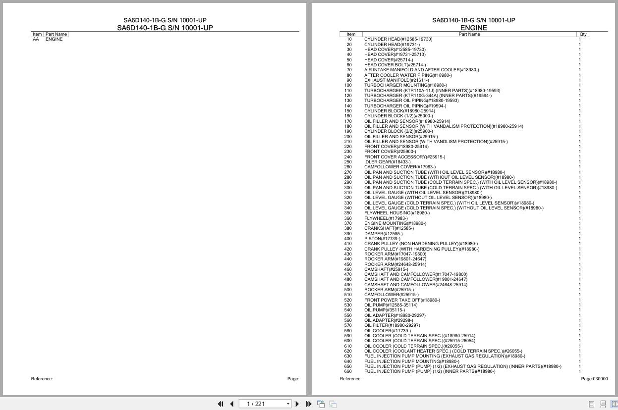 Komatsu Engine SA6D140 1B G 10001 UP Parts Catalog (1)