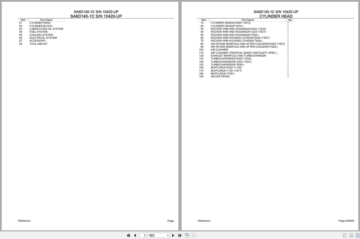 Komatsu Engine SA6D140 1C 10420 UP Parts Catalog (1)