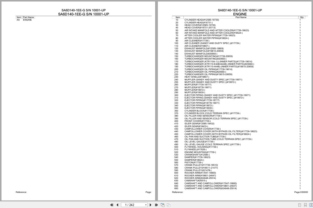 Komatsu Engine SA6D140 1EE G 10001 UP Parts Catalog (1)