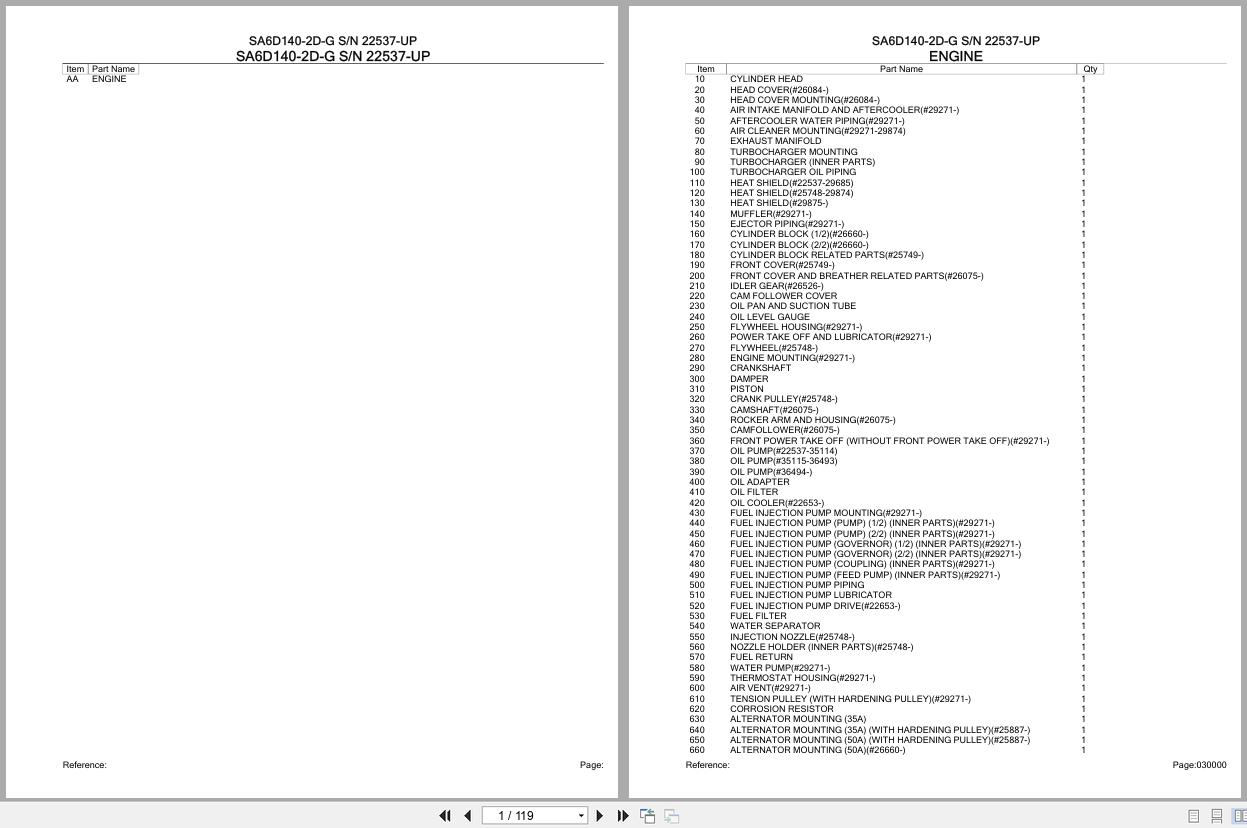 Komatsu Engine SA6D140 2D G 22537 UP Parts Catalog (1)