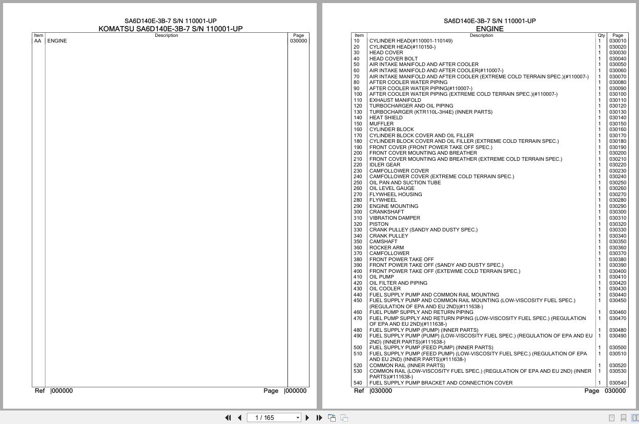 Komatsu Engine SA6D140E 3B 7 110001 UP Parts Catalog (1)