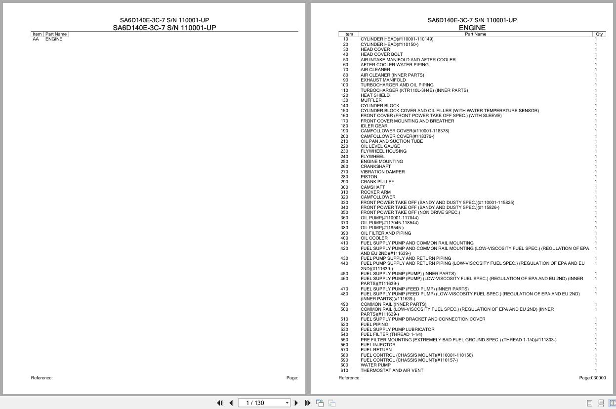 Komatsu Engine SA6D140E 3C 7 110001 UP Parts Catalog (1)
