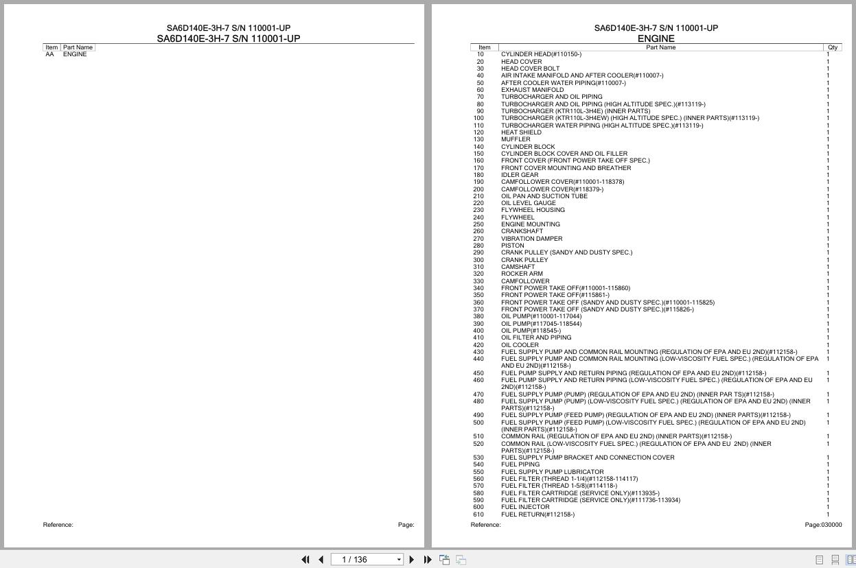 Komatsu Engine SA6D140E 3H 7 110001 UP Parts Catalog (1)
