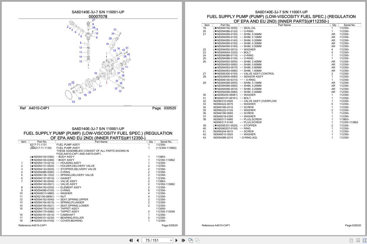 Komatsu Engine SA6D140E 3J 7 110001 UP Parts Catalog (2)