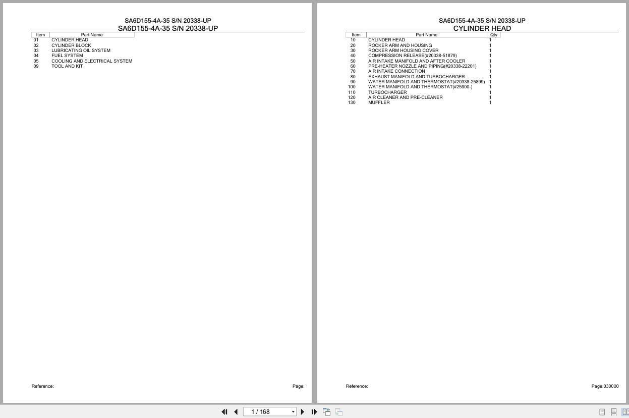 Komatsu Engine SA6D155 4A 35 20338 UP Parts Catalog (1)