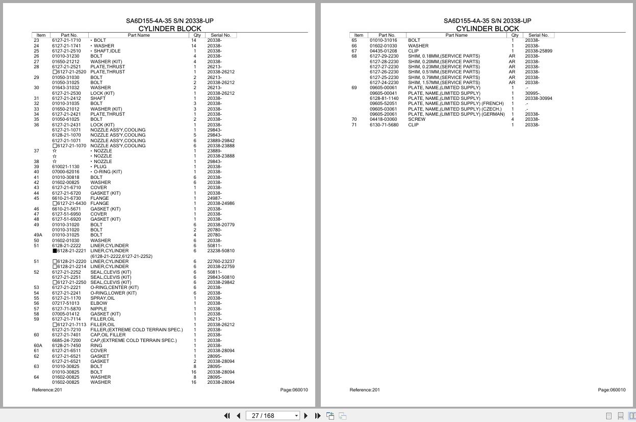 Komatsu Engine SA6D155 4A 35 20338 UP Parts Catalog (2)
