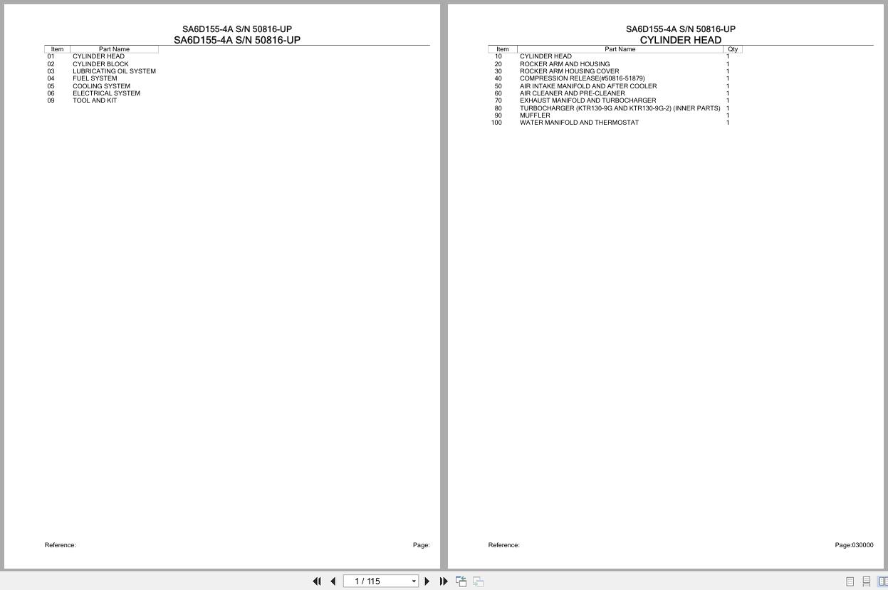 Komatsu Engine SA6D155 4A 50816 UP Parts Catalog (1)